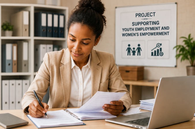 Local administrator reviewing procurement and project documents